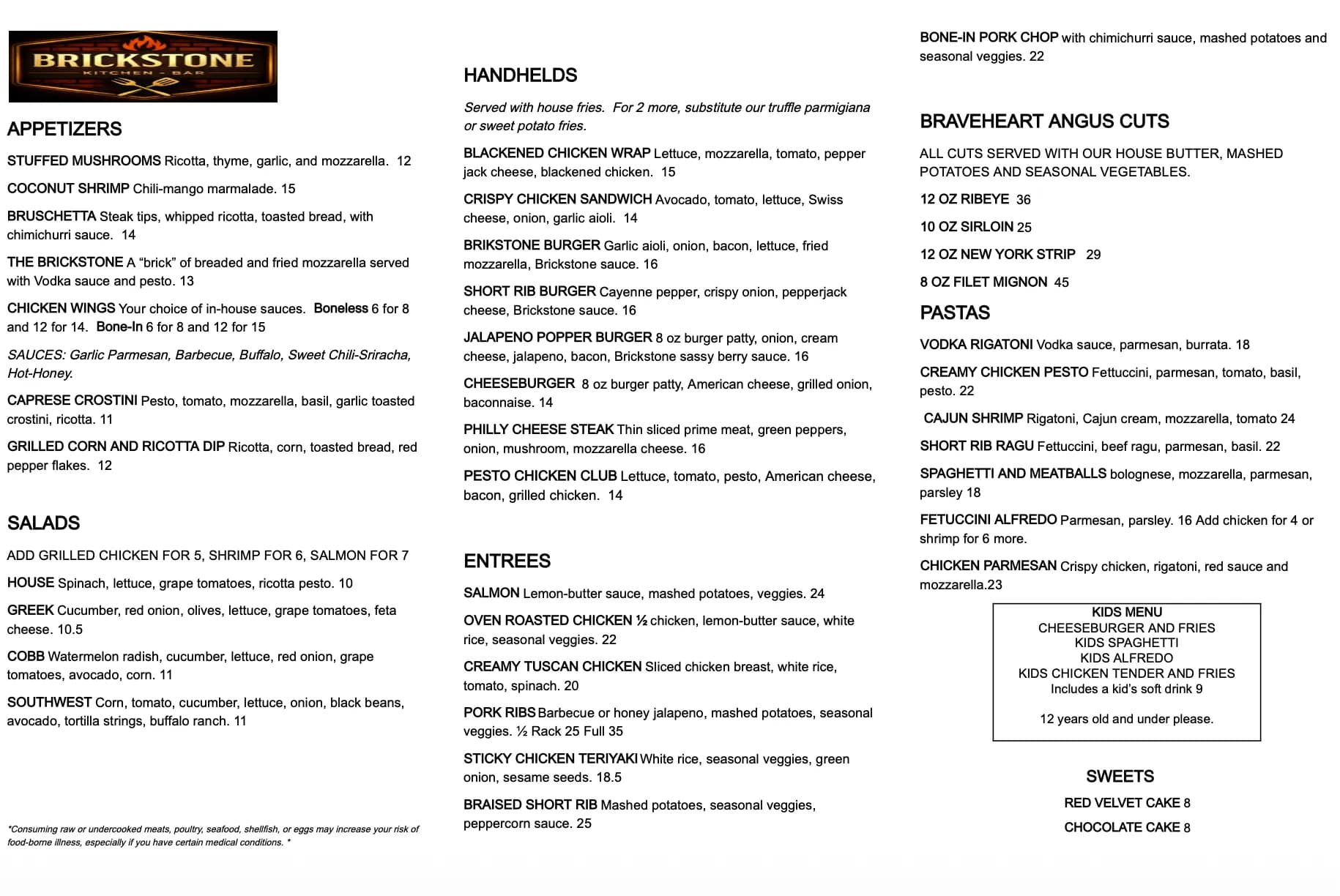 Our Menu - Page 1