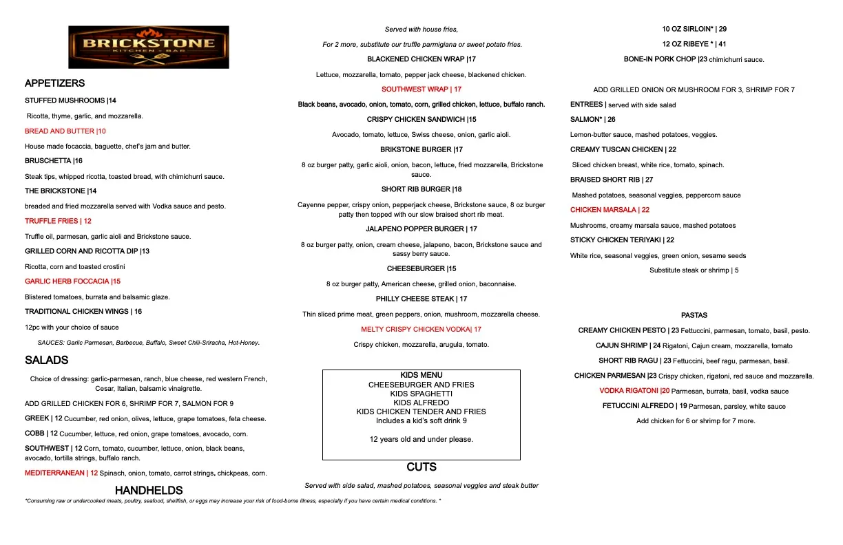 Our Menu - Page 1